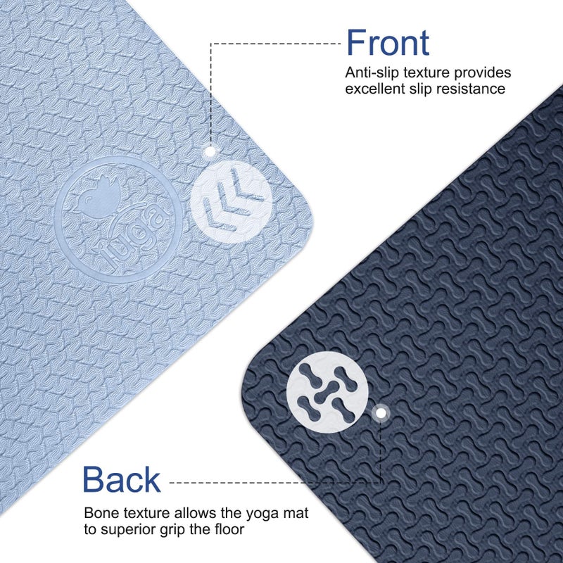 IUGA Yoga Mat Thick Non Slip Anti-tear Pilates Mat Eco Friendly Hot Yoga Mats for Workout & Exercise(72"x 24"x 6mm) - Image 3
